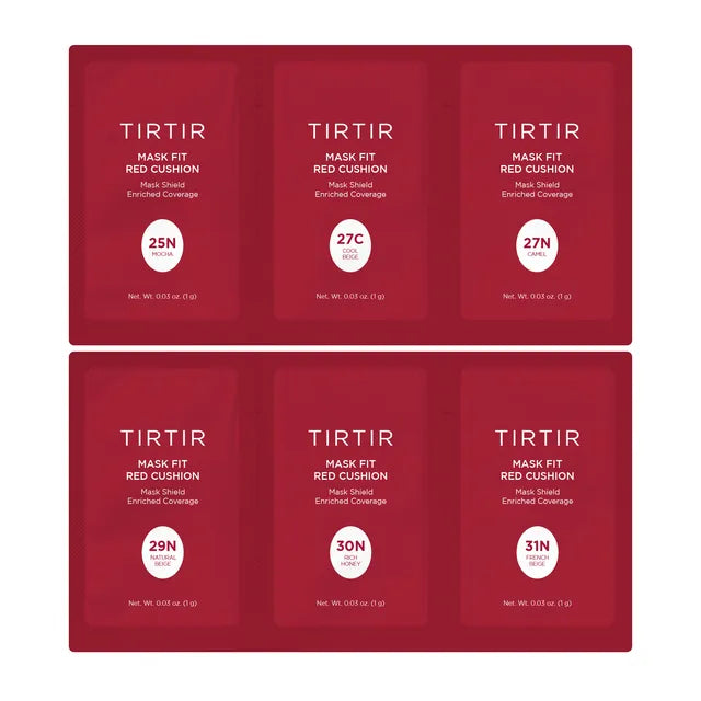 TIRTIR Mask Fit Red Cushion 6 Shade Trial Kit 25N 31N Glamorous Beauty