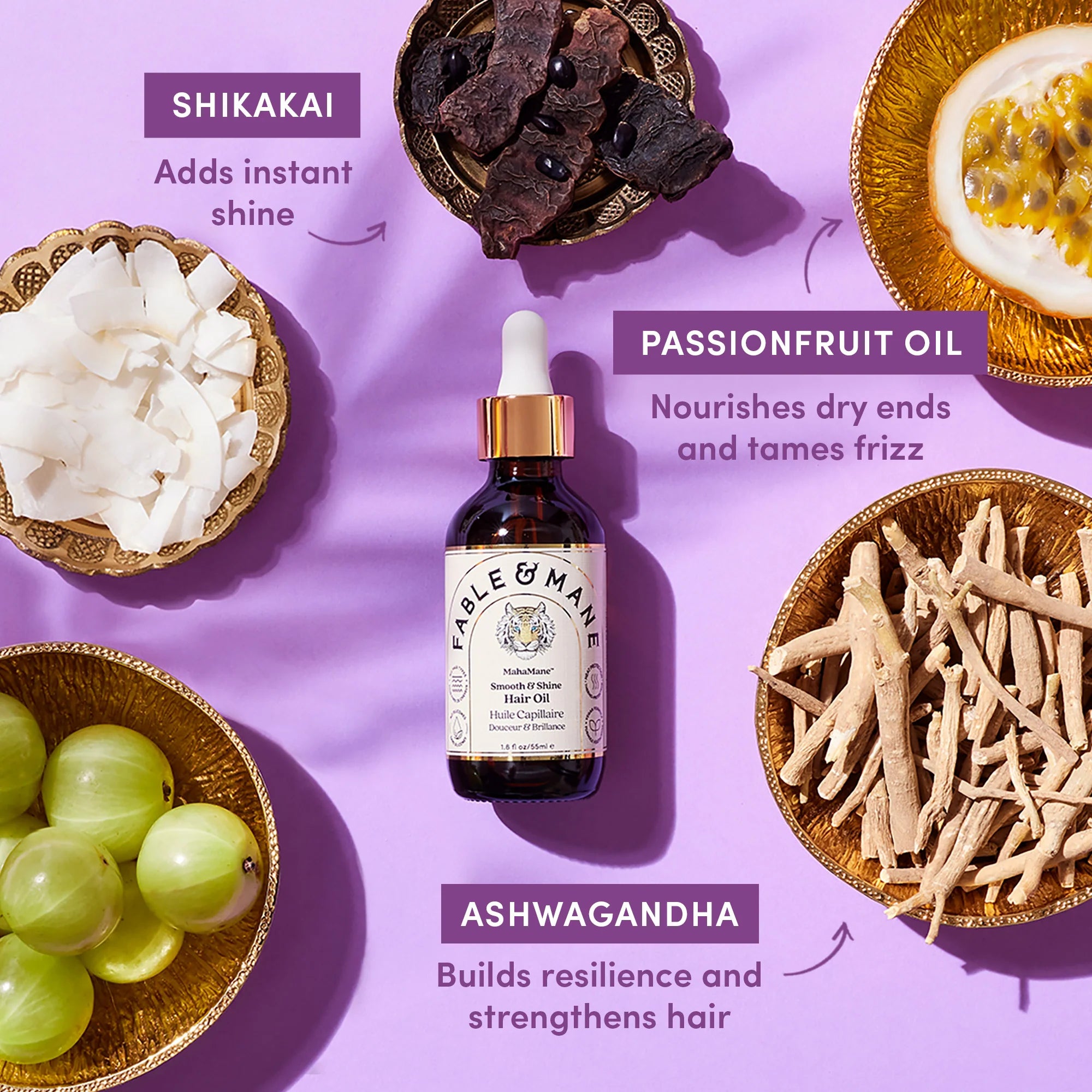 Fable & Mane MahaMane Smooth and Shine Hair Oil 55ml - Glamorous Beauty