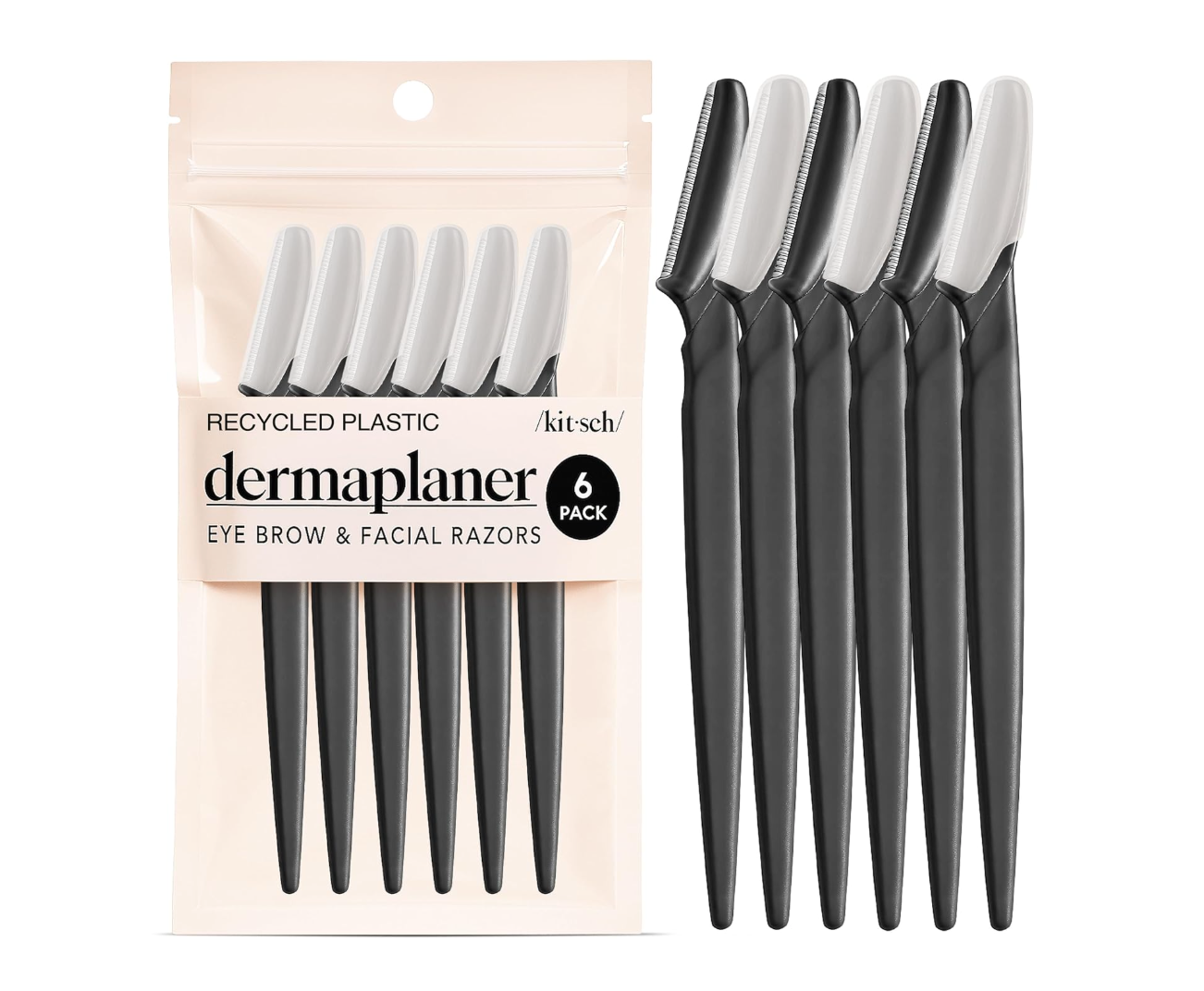 Kitsch Eyebrow Razor - Dermaplaner 6pc Pink - Glamorous Beauty