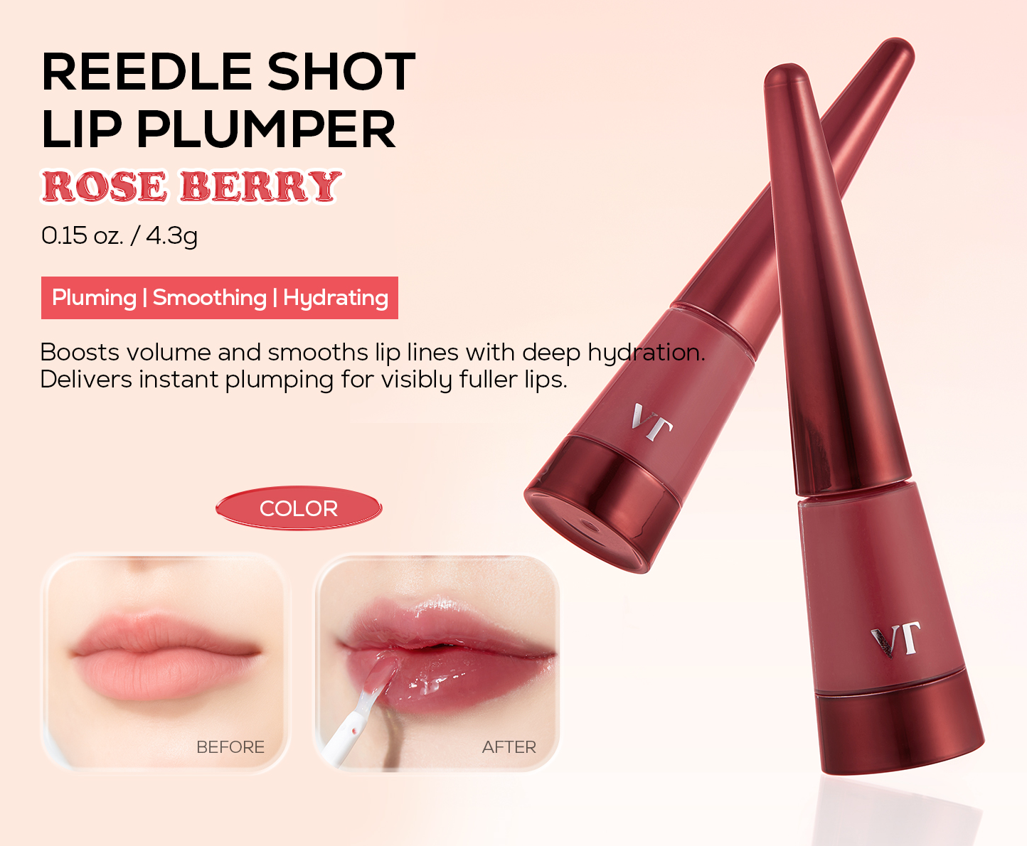 VT Cosmetics Reedle Shot Lip Plumper - Rose Berry
