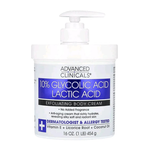 Advanced Clinicals 10% Glycolic Acid, Lactic Acid Cream
