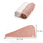 Super Absorbent Microfiber Hair Towel Turban  - 2 Pack