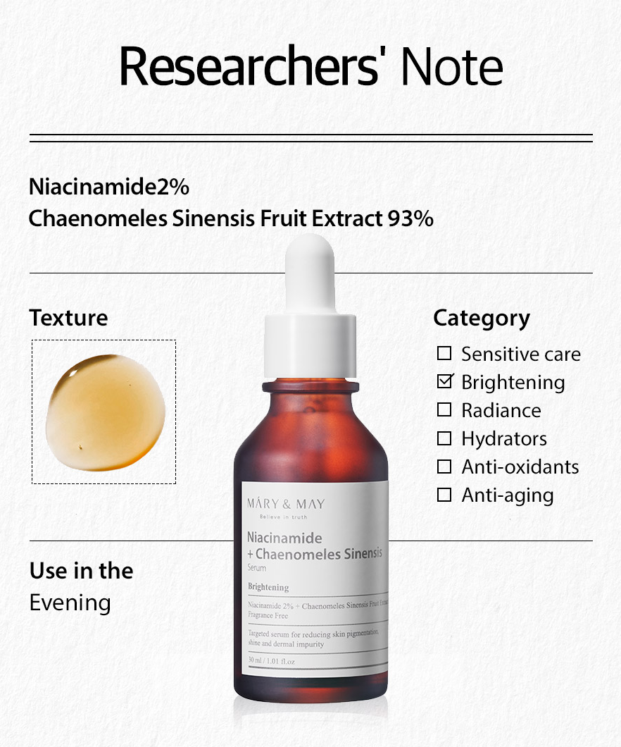 Mary&May Niacinamide + Chaenomeles Sinensis - Glamorous Beauty